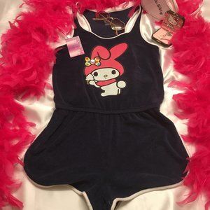 ADORABLR y2k terry cloth romper and necklace set with my melody!